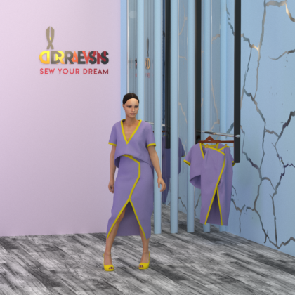 ЖЕНСКИЙ КОСТЮМ, ВЫКРОЙКА DRAWNDRESS № 900057